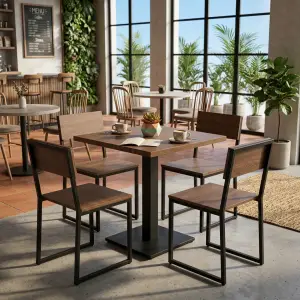 Set Meja Kursi Cafe Industrial Kayu Besi 1 Meja 4 Kursi [4]