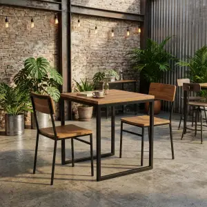 Set Meja & Kursi Cafe Industrial Kayu Besi [2]