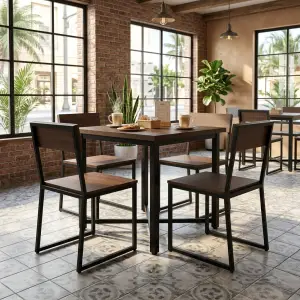 Set Meja Kursi Cafe Industrial Rangka Besi Top Kayu