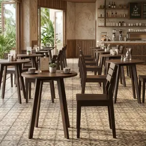 Set Meja Kursi Cafe Industrial Rangka Besi Top Kayu [2]