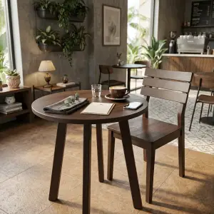 Set Meja Kursi Cafe Industrial Rangka Besi Top Kayu [4]