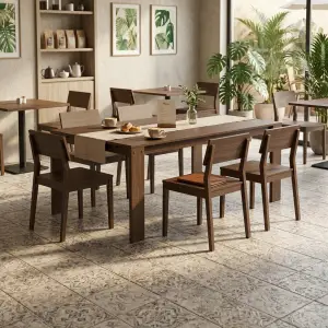 Set Meja Kursi Cafe Kayu Solid Finishing Walnut