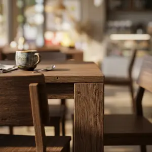 Set Meja Kursi Cafe Kayu Solid Finishing Walnut [2]