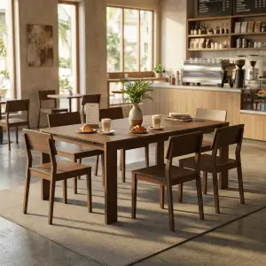 Set Meja Kursi Cafe Kayu Solid Finishing Walnut [4]