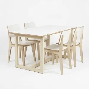 Set Meja Makan Cafe Plywood Finishing Doff