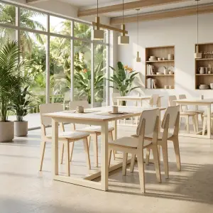 Set Meja Makan Cafe Plywood Finishing Doff [2]