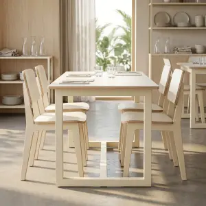 Set Meja Makan Cafe Plywood Finishing Doff [3]