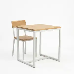 Set Meja Makan Cafe Rangka Besi Top Kayu