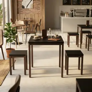 Set Meja Stool Cafe Dua Kursi Finishing Hitam Walnut