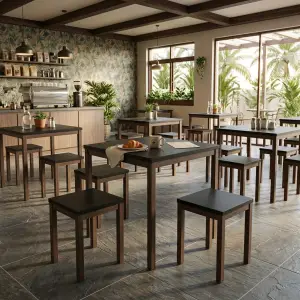 Set Meja Stool Cafe Dua Kursi Finishing Hitam Walnut [2]