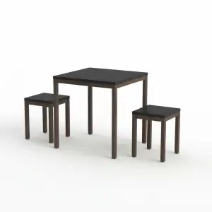 Set Meja Stool Cafe Dua Kursi Finishing Hitam Walnut [5]