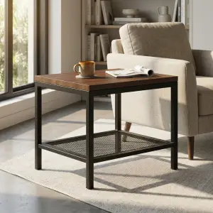 Side Table Industrial Rangka Besi Rak Mesh