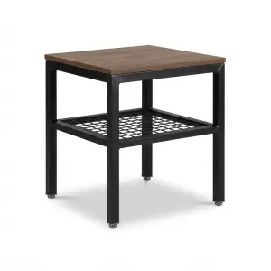 Side Table Industrial Top Kayu Rak Kawat Besi [5]