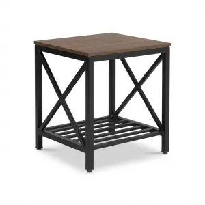 Side Table Industrial X-Frame Top Kayu Rak Besi [5]
