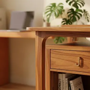 Side Table Kayu Jati dengan Laci dan Rak Terbuka [3]