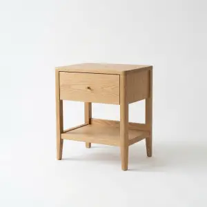 Side Table Kayu Oak Laci Tunggal Rak Bawah [5]