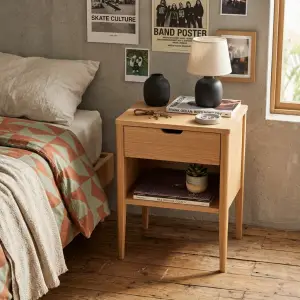 Side Table Kayu Skandinavis 1 Laci Open Shelf [4]