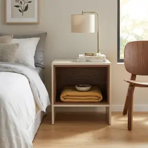 Side Table Open Shelf Dua Tone Kayu