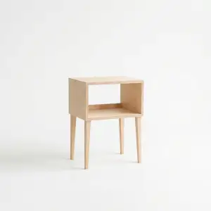 Side Table Open Shelf Kayu Plywood Kaki Lancip [5]