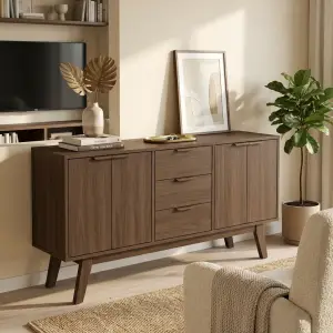 Sideboard TV Kayu Skandinavia 2 Pintu 3 Laci