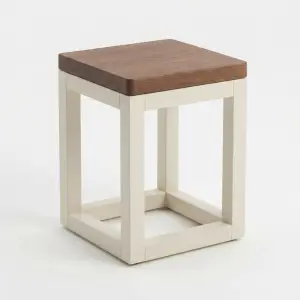 Stool Cafe Kayu Rangka Kotak Dua Tone [5]