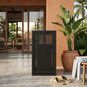 Tempat Sampah Besi Perforated Pintu Engsel Indoor Outdoor