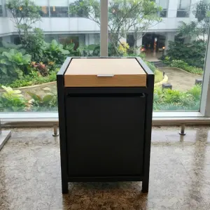Tempat Sampah Dapur Rangka Besi Kombinasi Kayu [2]