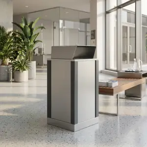 Tempat Sampah Kotak Tutup Miring Stainless [4]