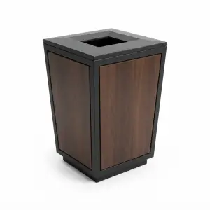 Tempat Sampah Metal Wood Panel Estetik untuk Area Publik