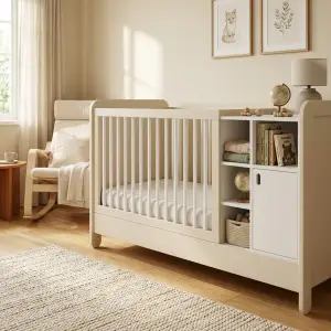 Tempat Tidur Bayi dengan Rak Penyimpanan Terintegrasi [2]