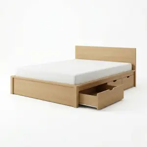 Tempat Tidur Kayu dengan Laci Penyimpanan Bawah