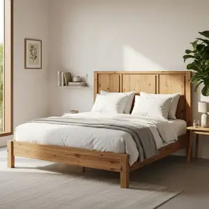 Tempat Tidur Kayu Solid Panel Headboard [3]