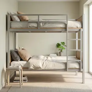 Tempat Tidur Susun Rangka Besi Panel Kayu [2]