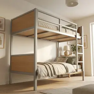 Tempat Tidur Susun Rangka Besi Panel Kayu [4]