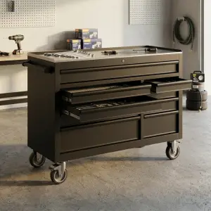 Tool Cabinet Beroda dengan Meja Kerja Stainless [2]