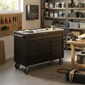 Tool Cabinet Beroda dengan Meja Kerja Stainless [3]