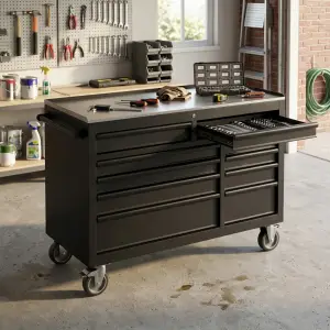 Tool Cabinet Beroda dengan Meja Kerja Stainless [4]
