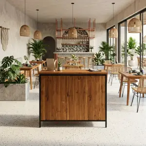 Waiter Station Kayu Besi untuk Cafe dan Restoran