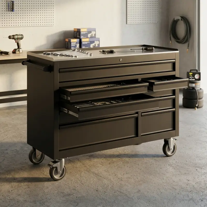 Tool Cabinet Beroda dengan Meja Kerja Stainless [2]