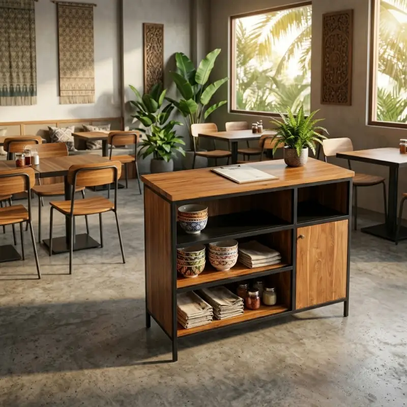 Waiter Station Kayu Besi untuk Cafe dan Restoran [5]
